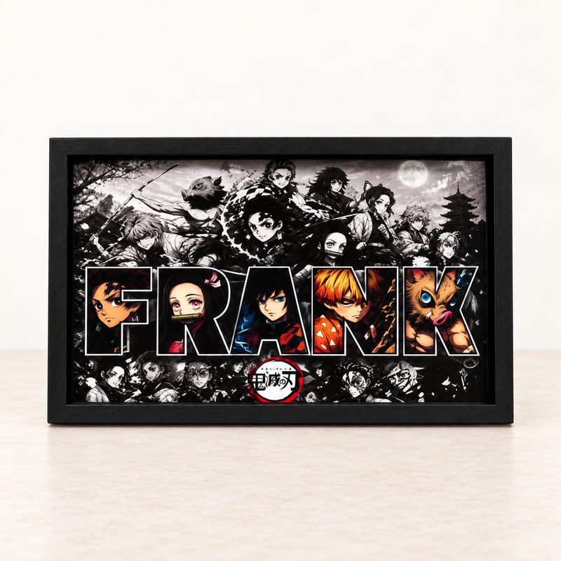 Cuadro anime personalizado con marco negro