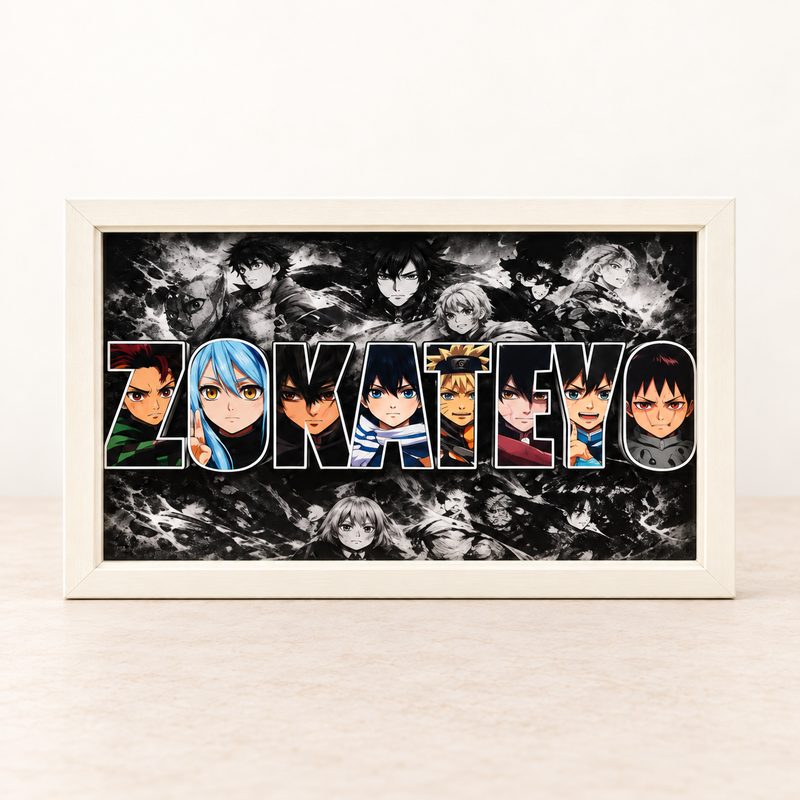 Cuadro anime personalizado con marco blanco