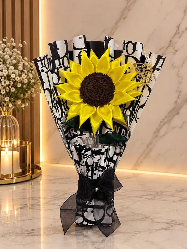 Girasol con envoltorio de letras
